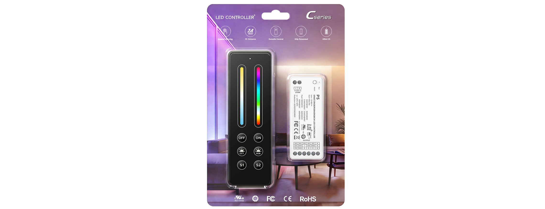 C Series RGBCW LED Color Controller Kit C5+P5(Single-zone)
