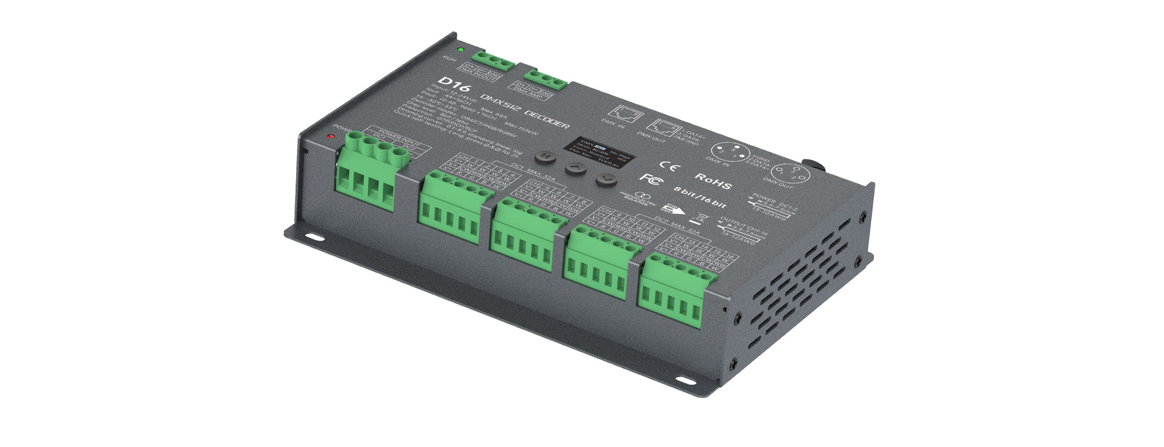 12-24VDC 16CHx4A CV DMX512/RDM Decoder D16