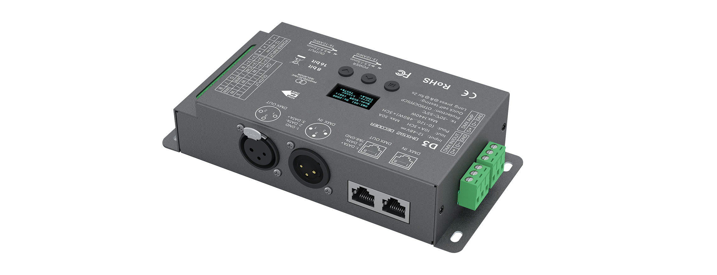 12-48VDC 3CHx10A CV DMX512/RDM Decoder D3