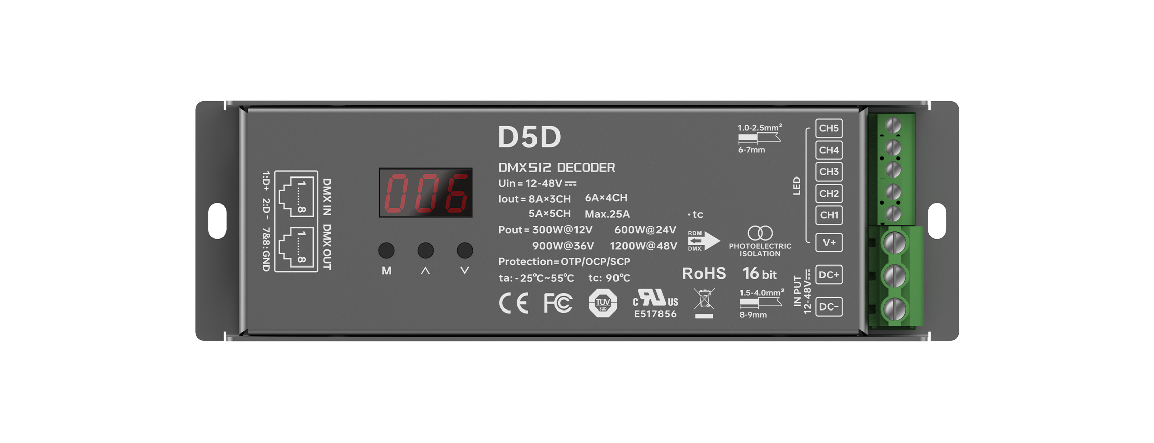 5CH CV DMX/RDM Decoder Max D5D(RJ45 DMX interfaces)
