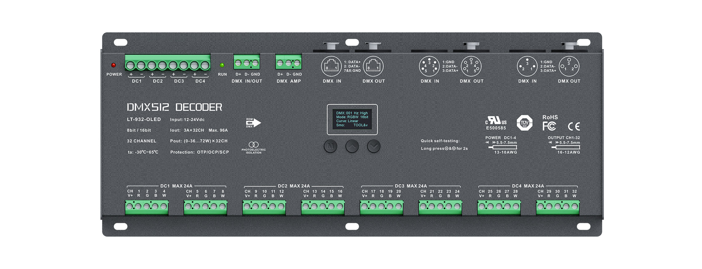 32CH CV DMX Decoder LT-932-OLED